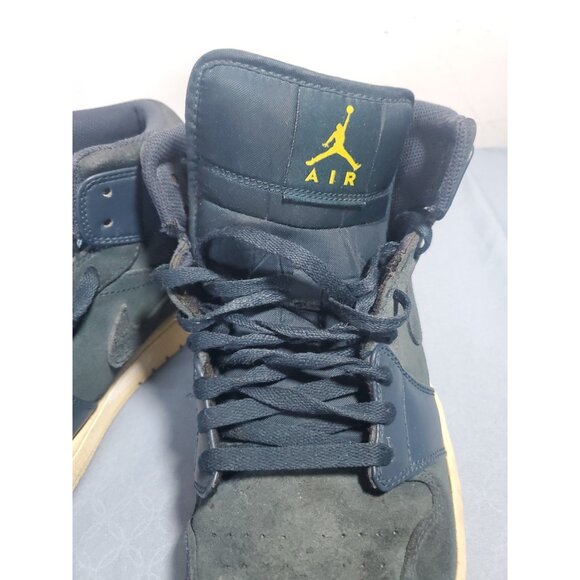 Nike Air Jordan 1 Retro Mid Armory Navy/Electrolime Jumpman 554724-421 Mens 13 - Picture 6 of 16